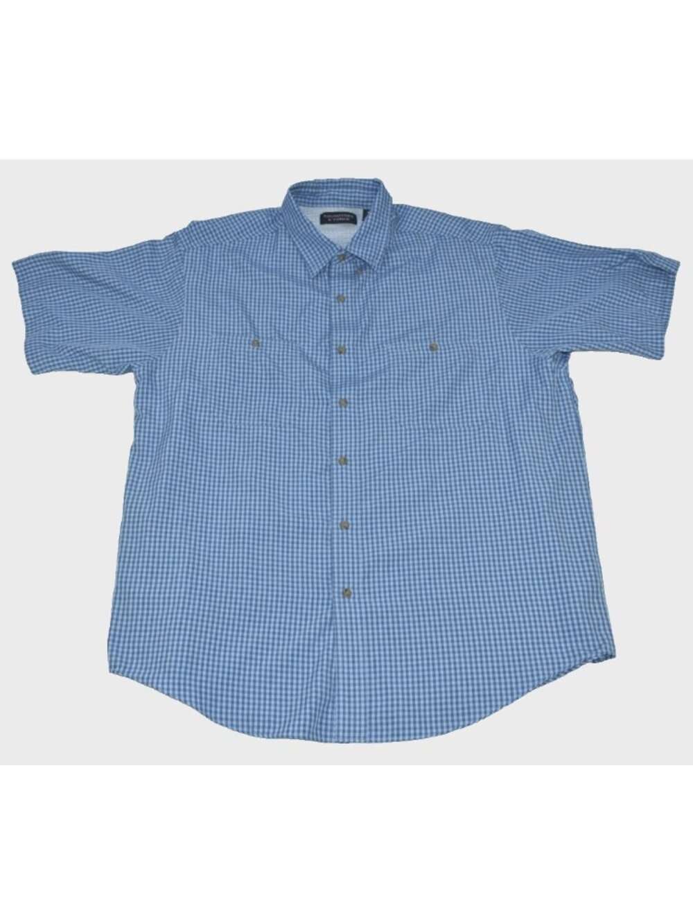 Roundtree & Yorke Mens Shirt Size XL Button Down Short Sleeve Plaid Blue